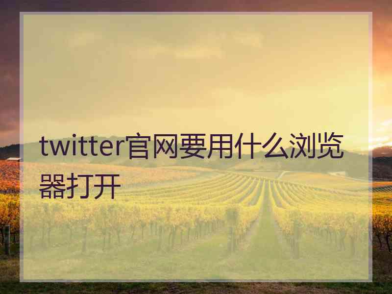 twitter官网要用什么浏览器打开