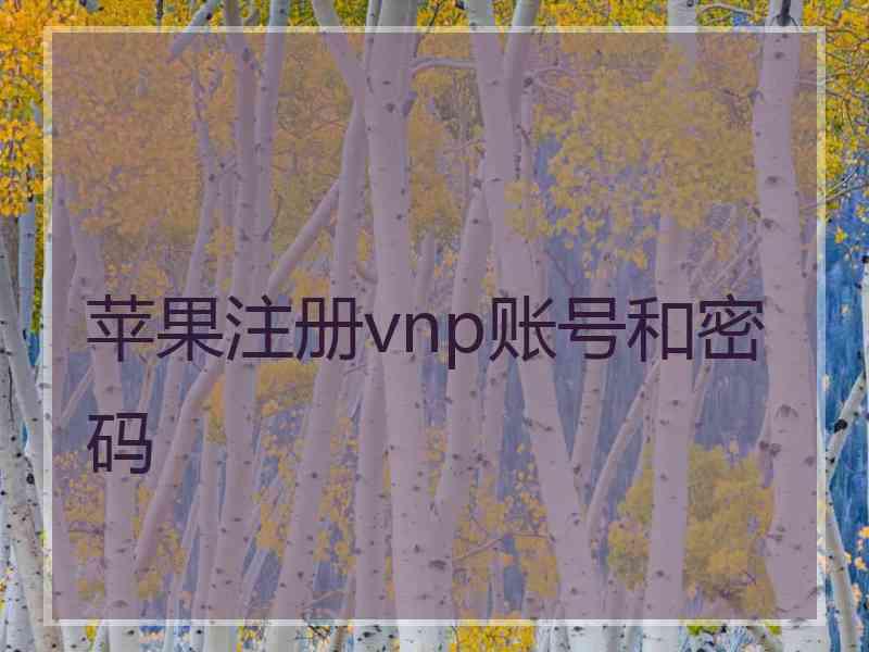 苹果注册vnp账号和密码