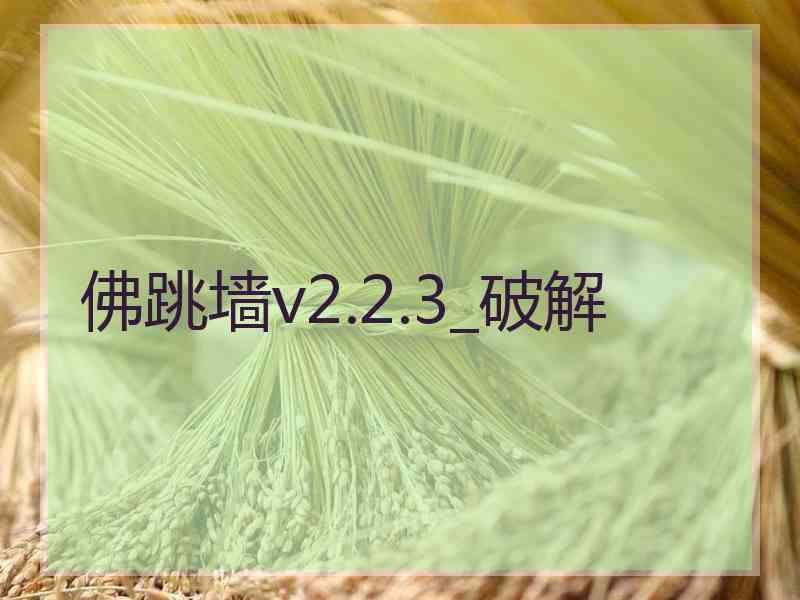 佛跳墙v2.2.3_破解