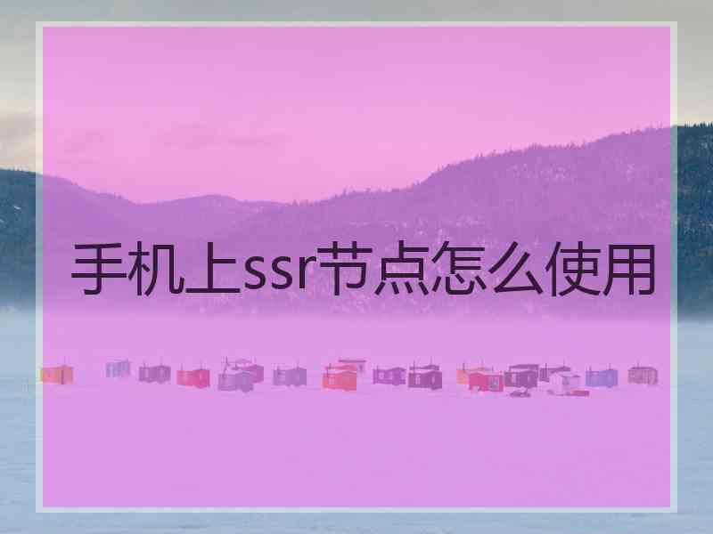 手机上ssr节点怎么使用