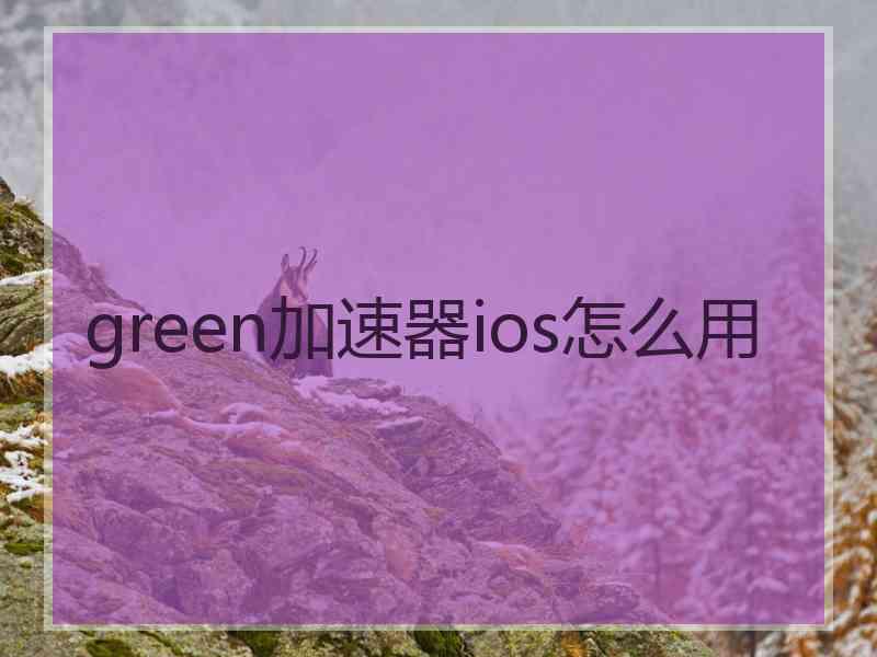 green加速器ios怎么用