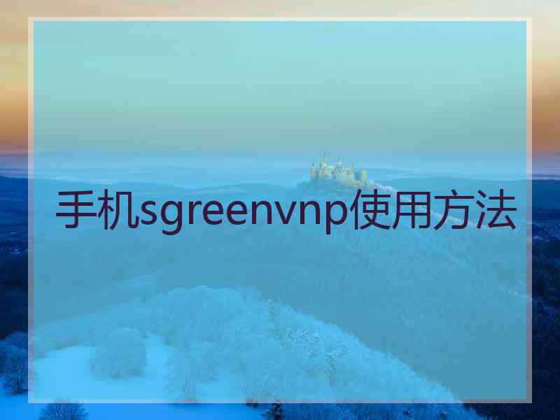 手机sgreenvnp使用方法